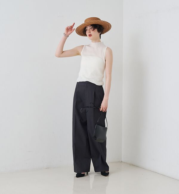 Rouge vif「麻混ワンタックワイドストレートパンツ」|その他|