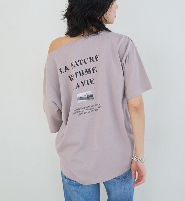 Rouge vif「ボートネックロゴTシャツ」|Tシャツ・カットソー|ライトグレー
