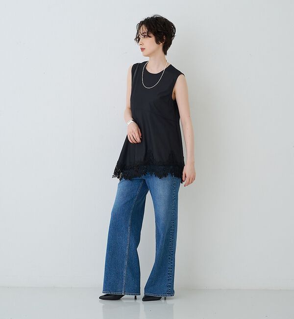 Rouge vif「ランダムヘム裾レースノースリーブブラウス」|シャツ・ブラウス|