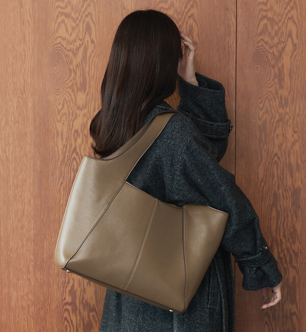 LOWELL things「【追加分/再入荷/kariさんコラボ】ポーチ付き多機能オープントート/A4/通勤」|トートバッグ|グレージュ