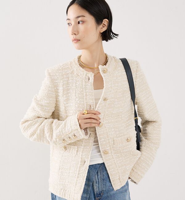 The Store by C' 「【COCUCA】クルーネックツイードジャケット」|ノーカラージャケット|