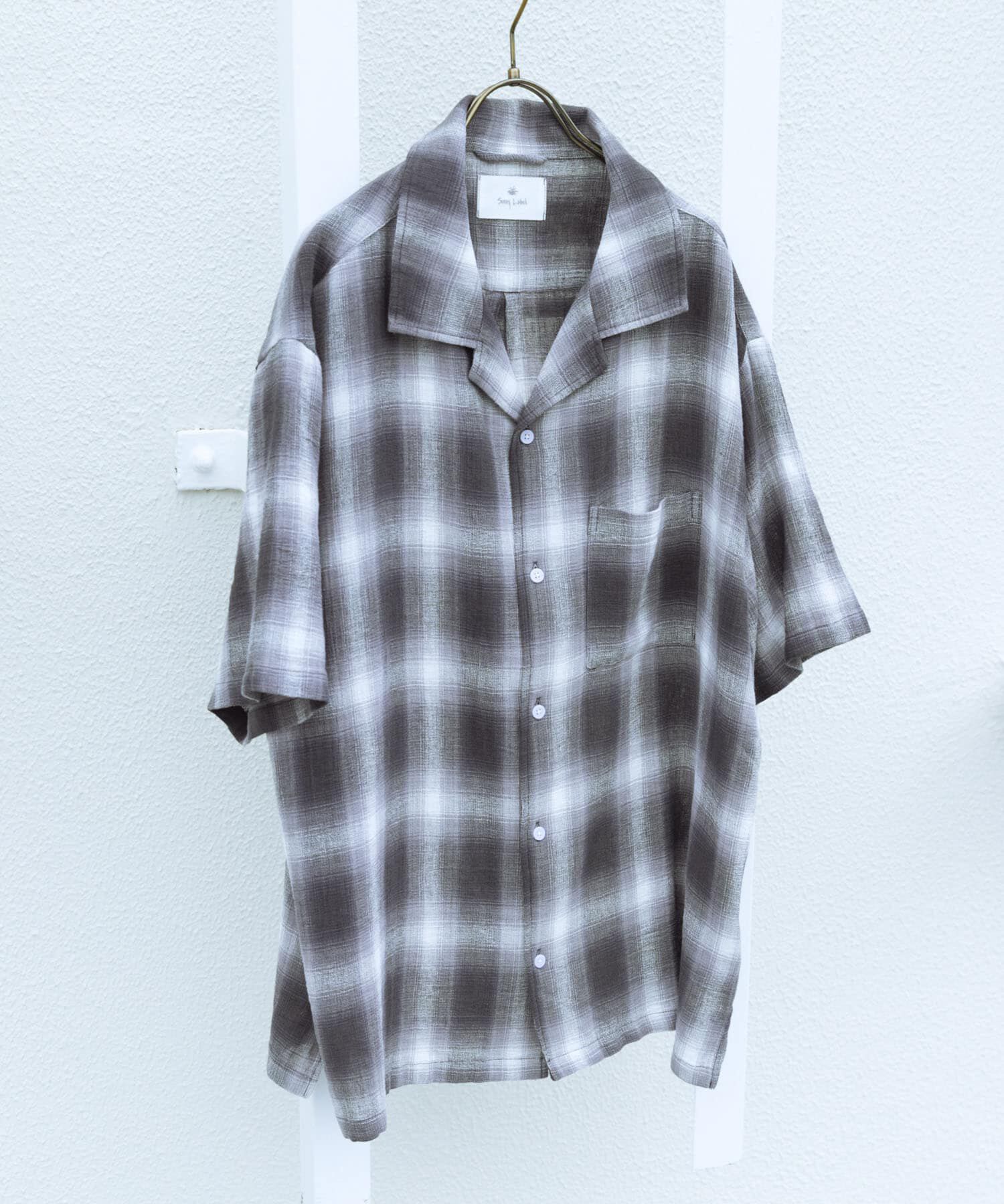 Sonny Label 「オーバーダイチェックショートスリーブシャツ」|シャツ・ブラウス|グレー系その他