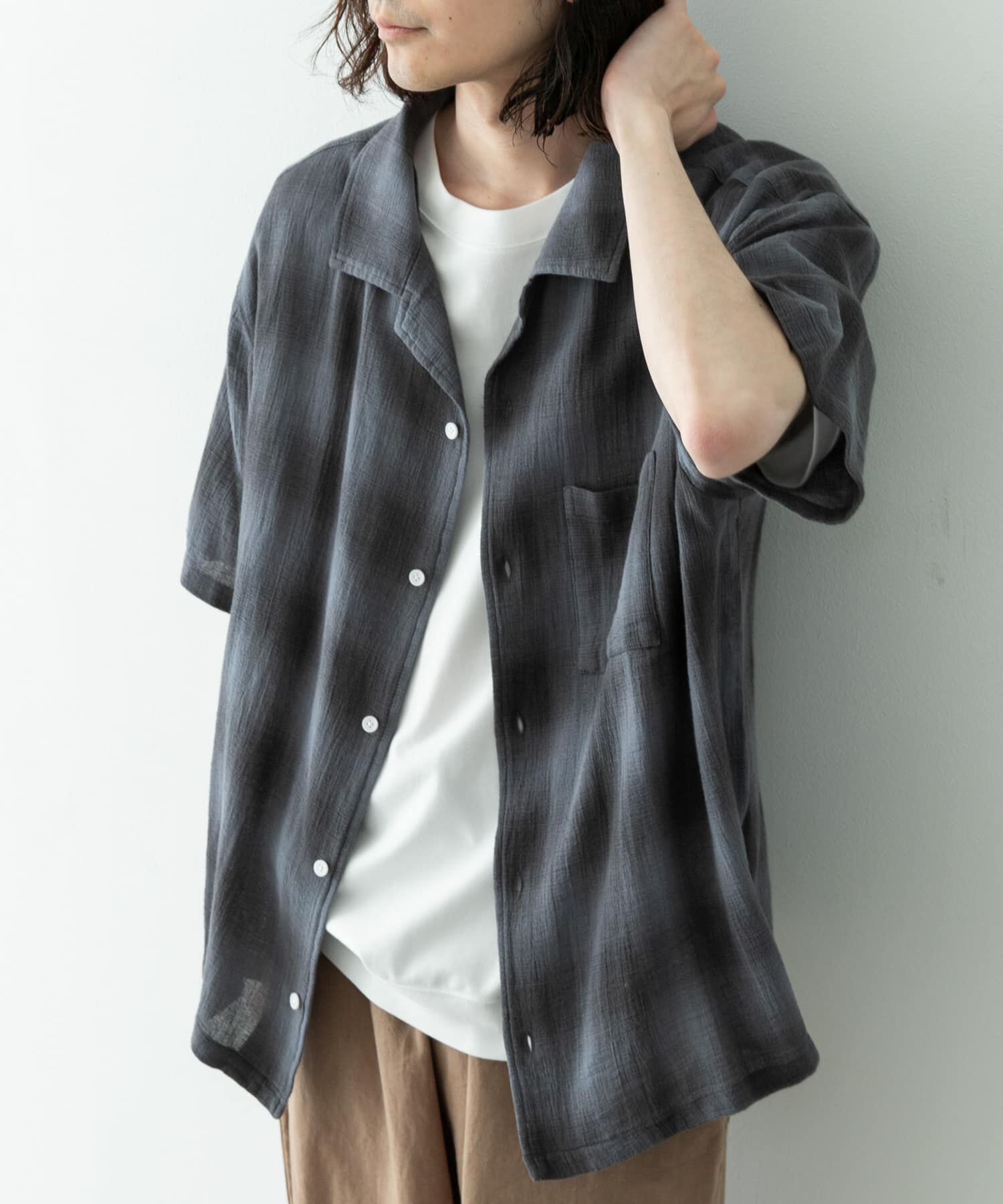 Sonny Label 「オーバーダイチェックショートスリーブシャツ」|シャツ・ブラウス|