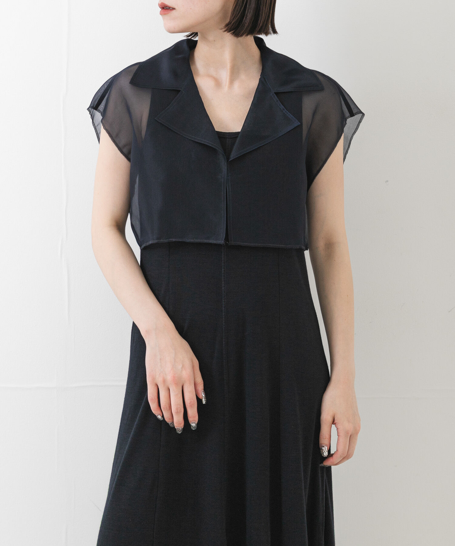 URBAN RESEARCH「new basic　SILK ORGANDY SHORT SHIRTS」|シャツ・ブラウス|ネイビー