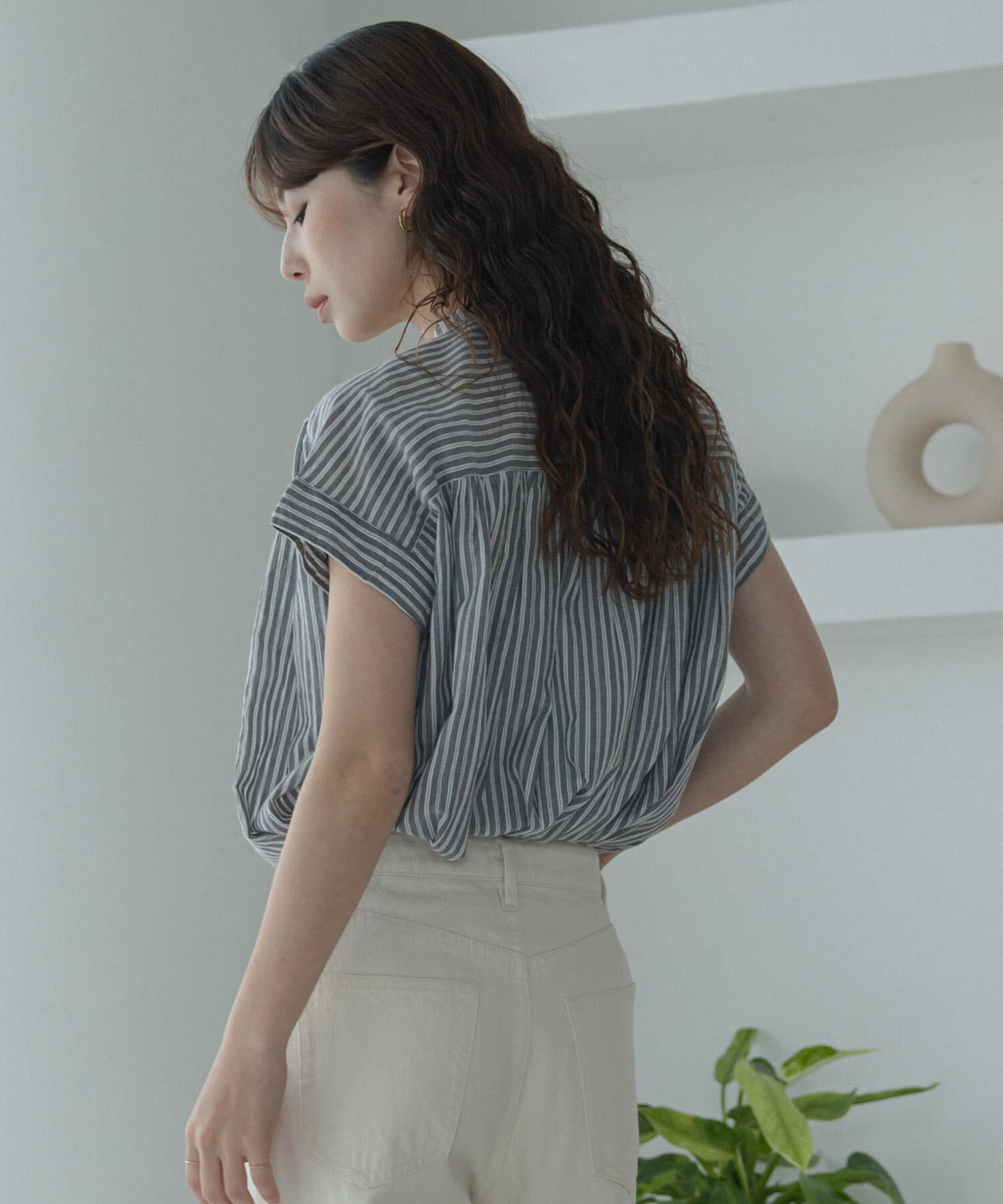 Sonny Label 「ドビーストライプフリルフレンチシャツ」|シャツ・ブラウス|