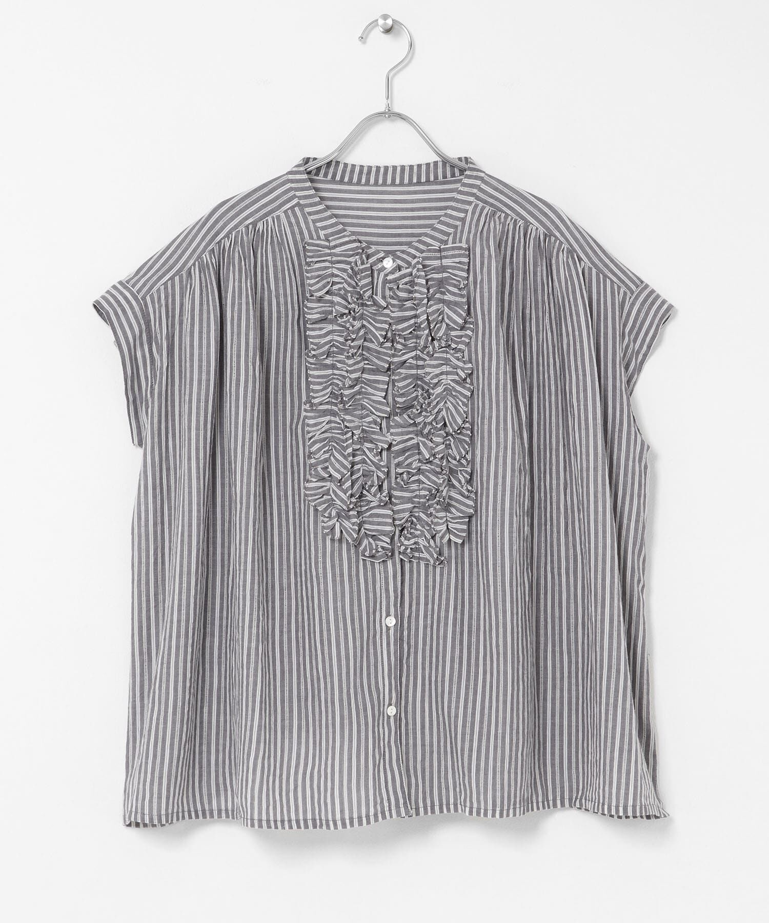 Sonny Label 「ドビーストライプフリルフレンチシャツ」|シャツ・ブラウス|
