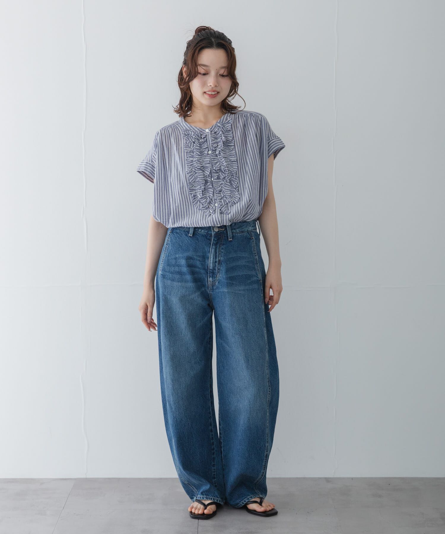 Sonny Label 「ドビーストライプフリルフレンチシャツ」|シャツ・ブラウス|