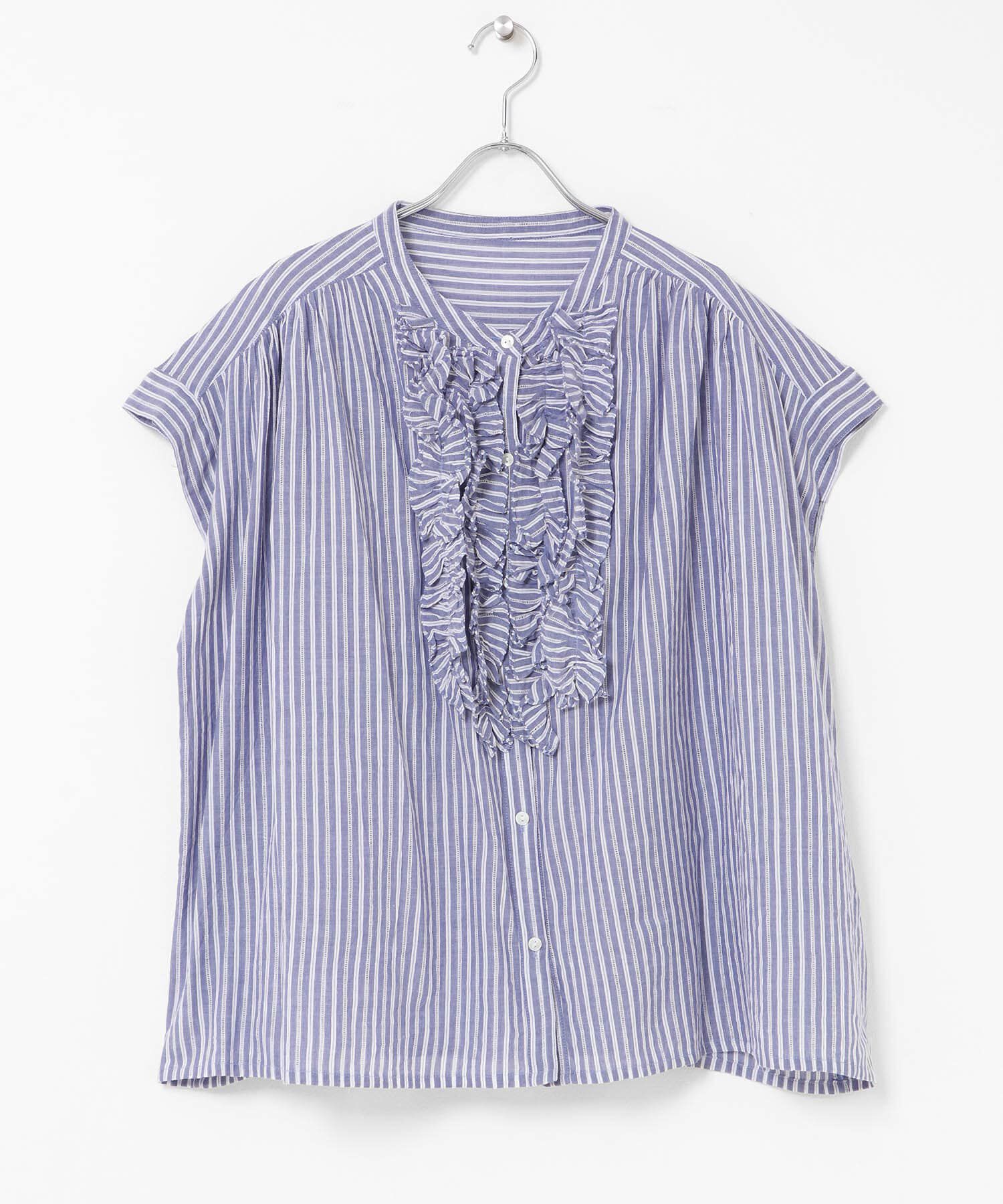 Sonny Label 「ドビーストライプフリルフレンチシャツ」|シャツ・ブラウス|