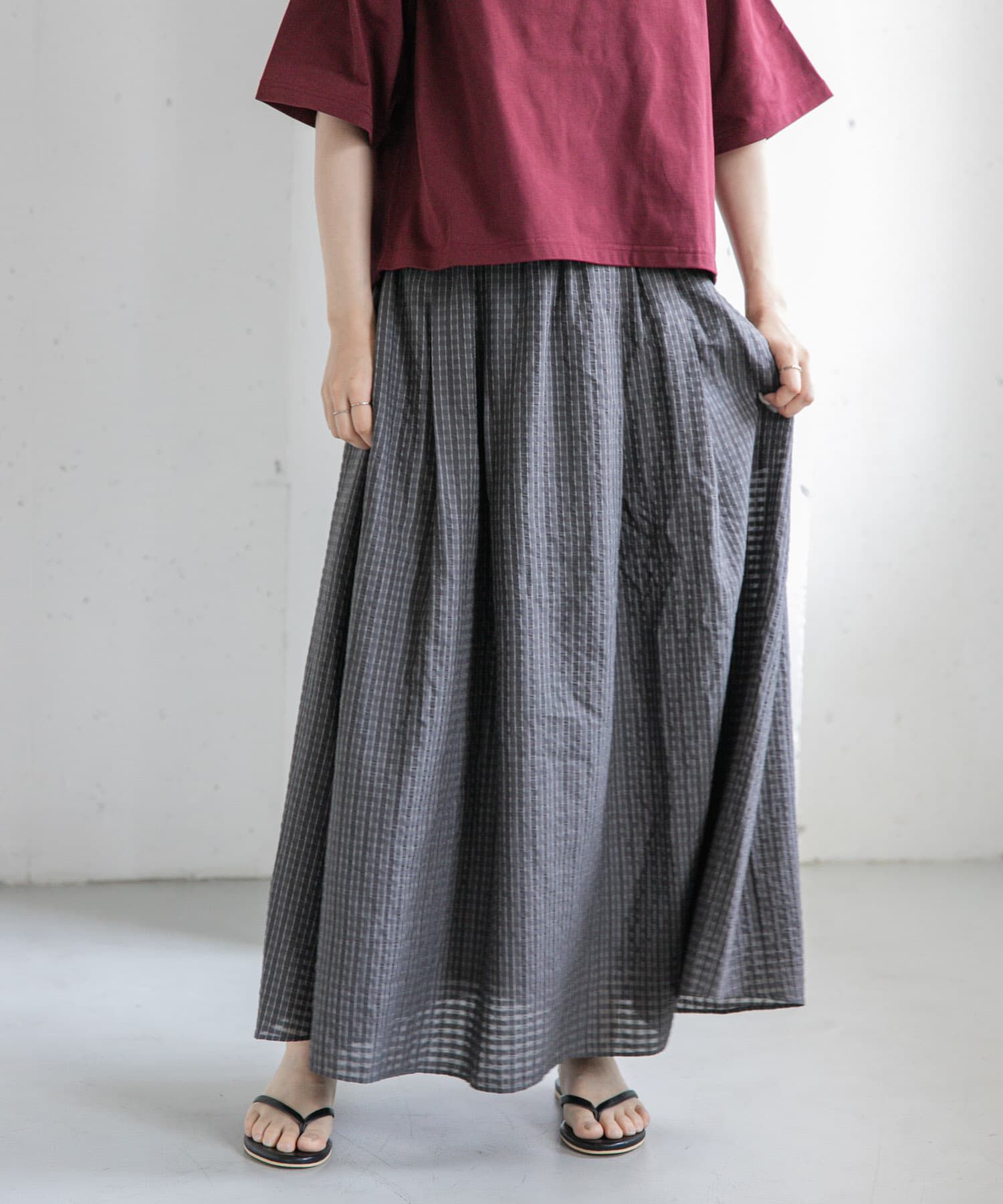 URBAN RESEARCH DOORS「FORK&SPOON　シャドウチェックフレアスカート」|スカート|