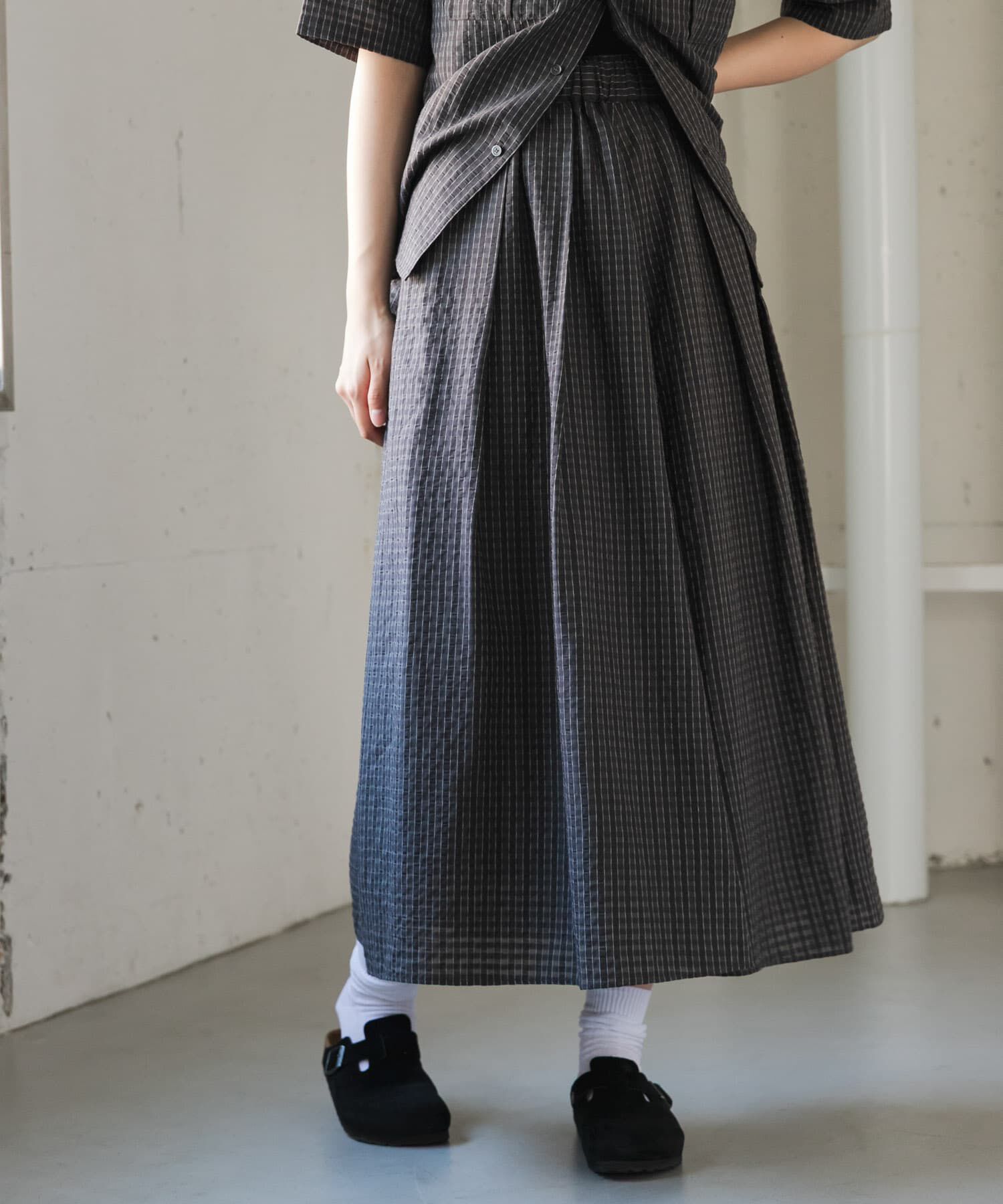 URBAN RESEARCH DOORS「FORK&SPOON　シャドウチェックフレアスカート」|スカート|