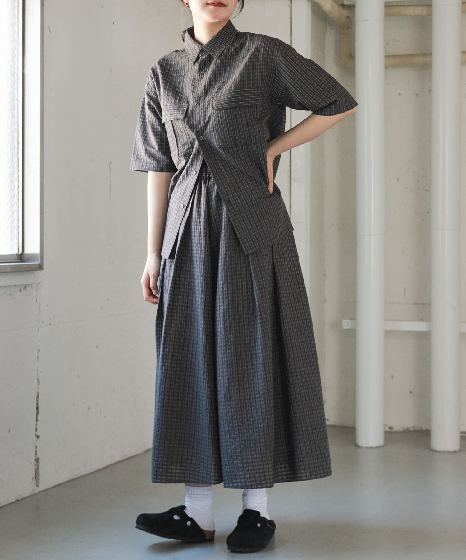 URBAN RESEARCH DOORS「FORK&SPOON　シャドウチェックフレアスカート」|スカート|