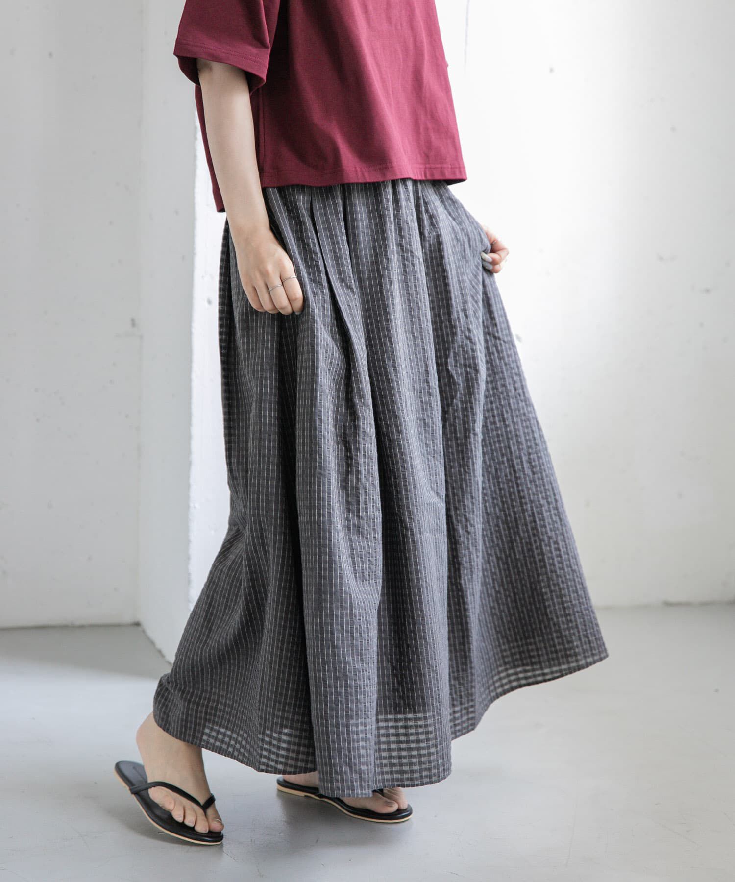 URBAN RESEARCH DOORS「FORK&SPOON　シャドウチェックフレアスカート」|スカート|