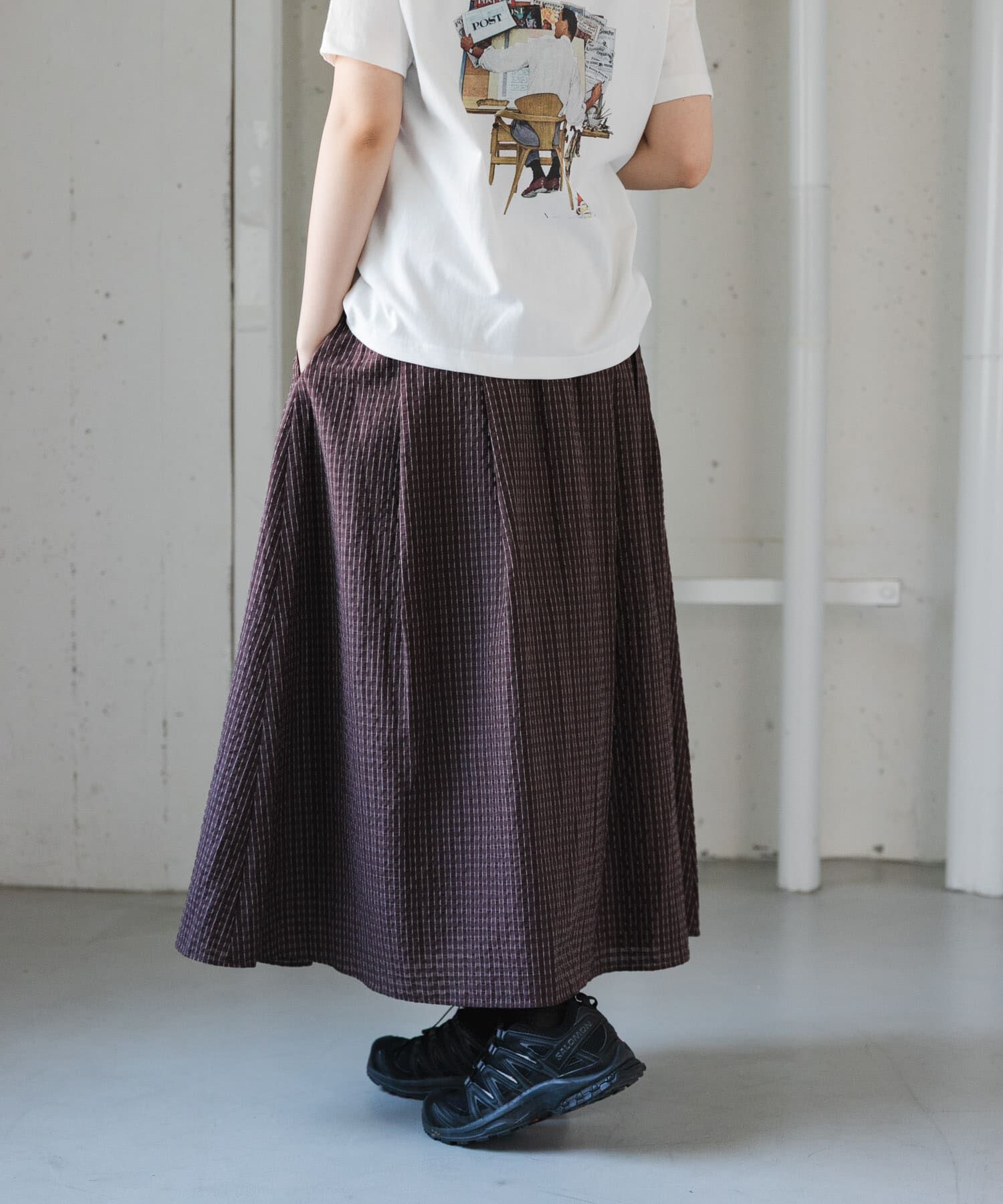 URBAN RESEARCH DOORS「FORK&SPOON　シャドウチェックフレアスカート」|スカート|