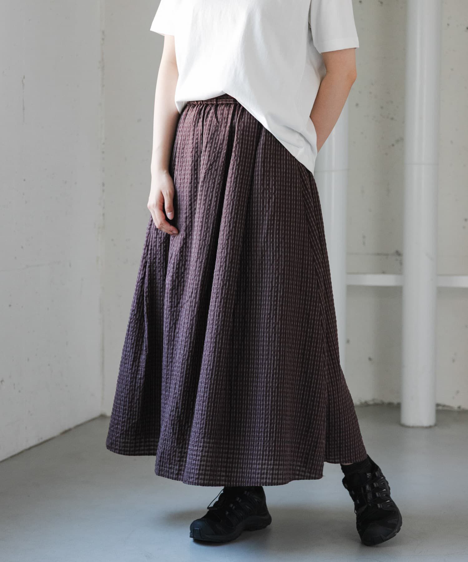 URBAN RESEARCH DOORS「FORK&SPOON　シャドウチェックフレアスカート」|スカート|