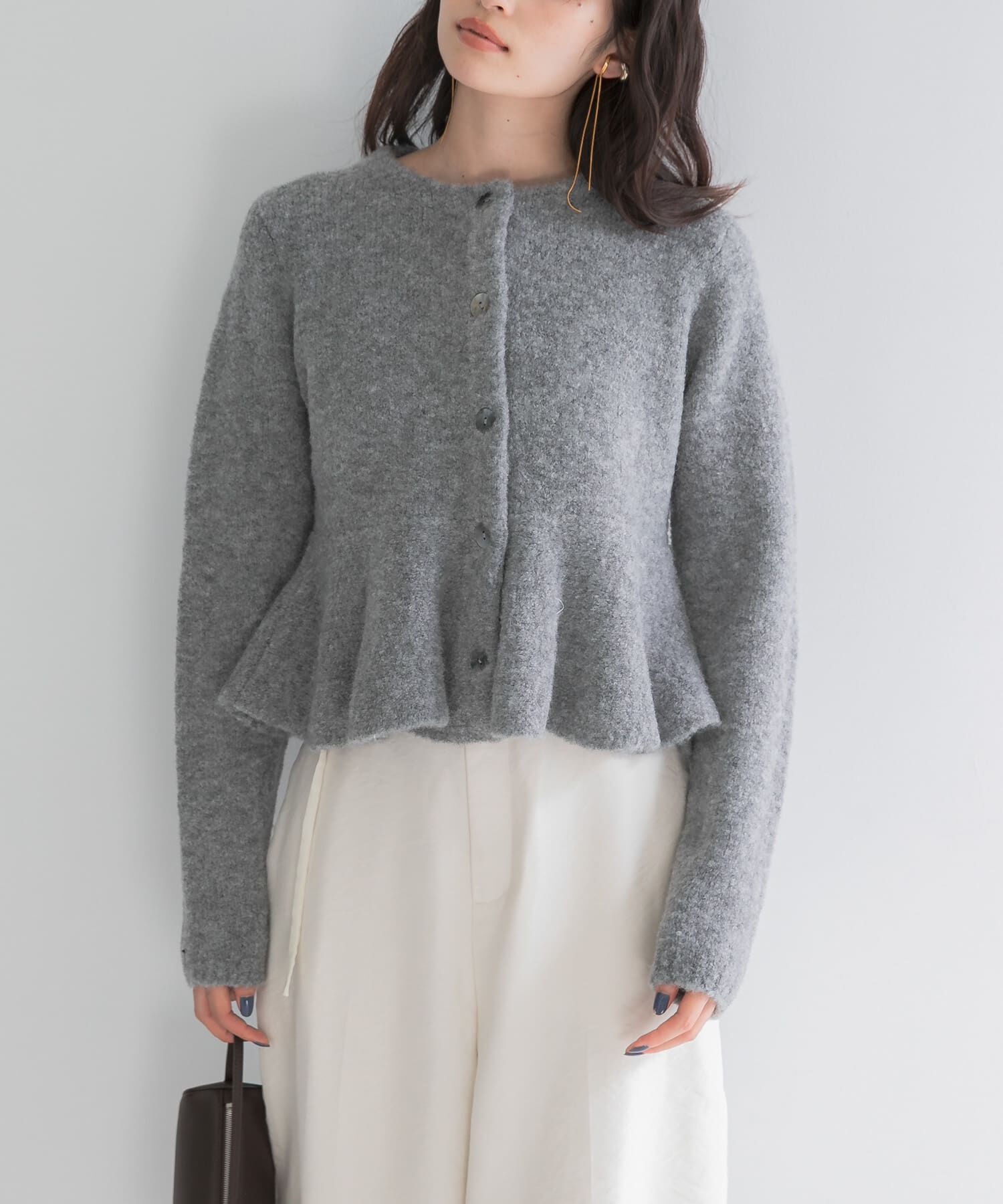 URBAN RESEARCH ROSSO「『WEB限定』ブークレーペプラムカーディガン」|カーディガン|