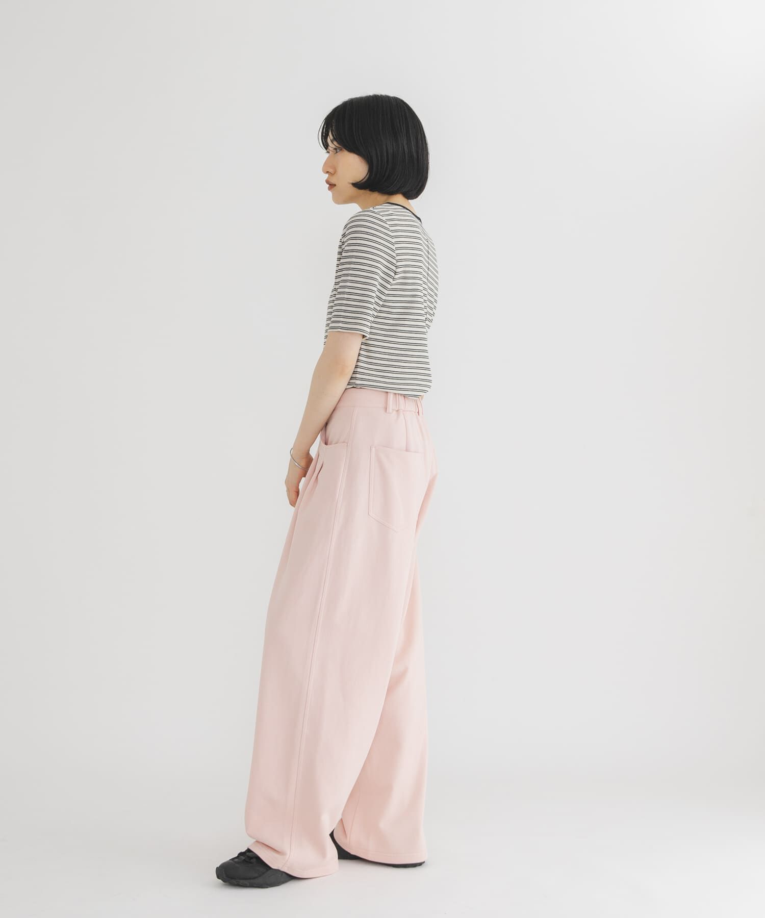  「ワッフルボーダーヘンリネックTEE」|Tシャツ・カットソー|