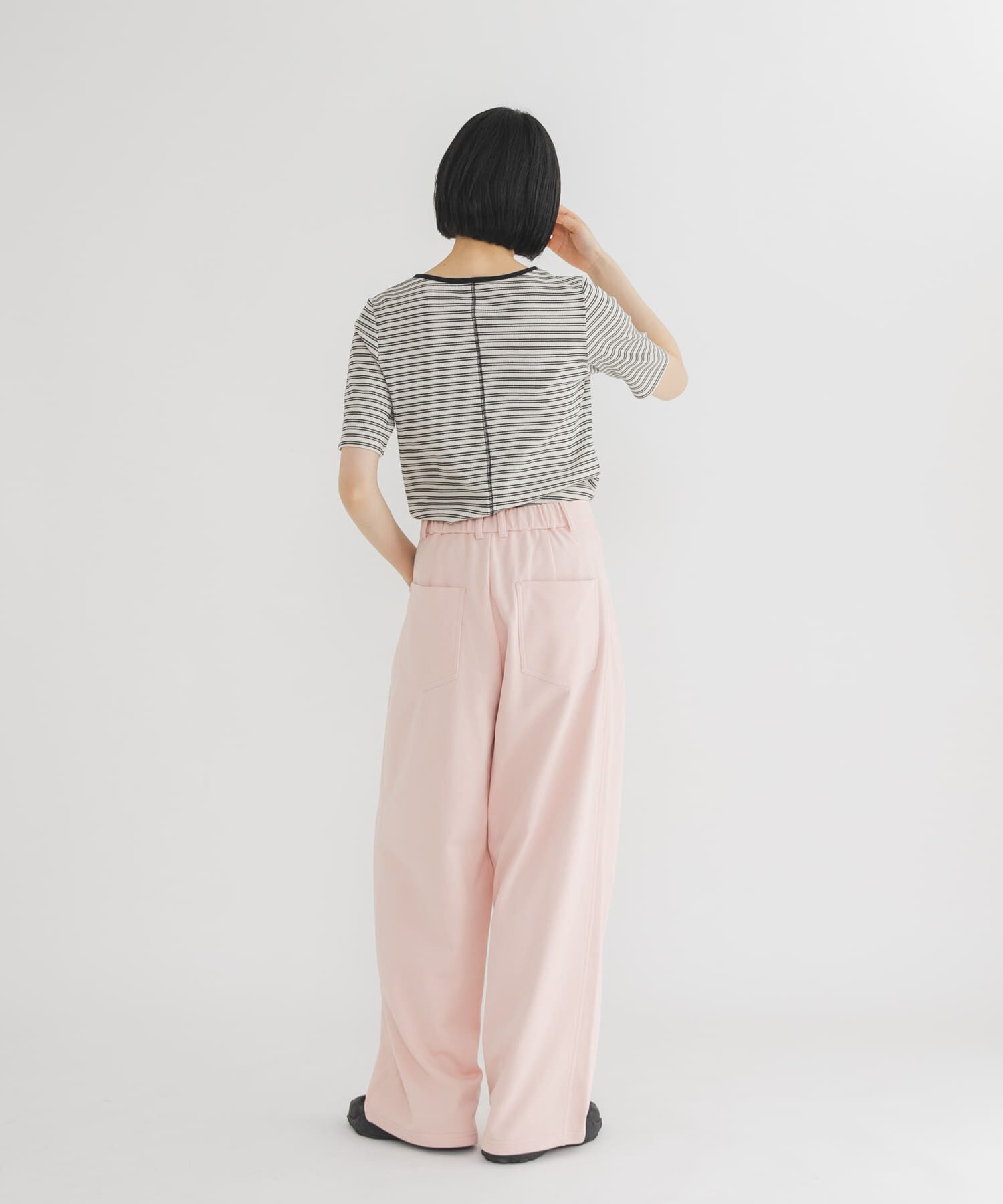  「ワッフルボーダーヘンリネックTEE」|Tシャツ・カットソー|