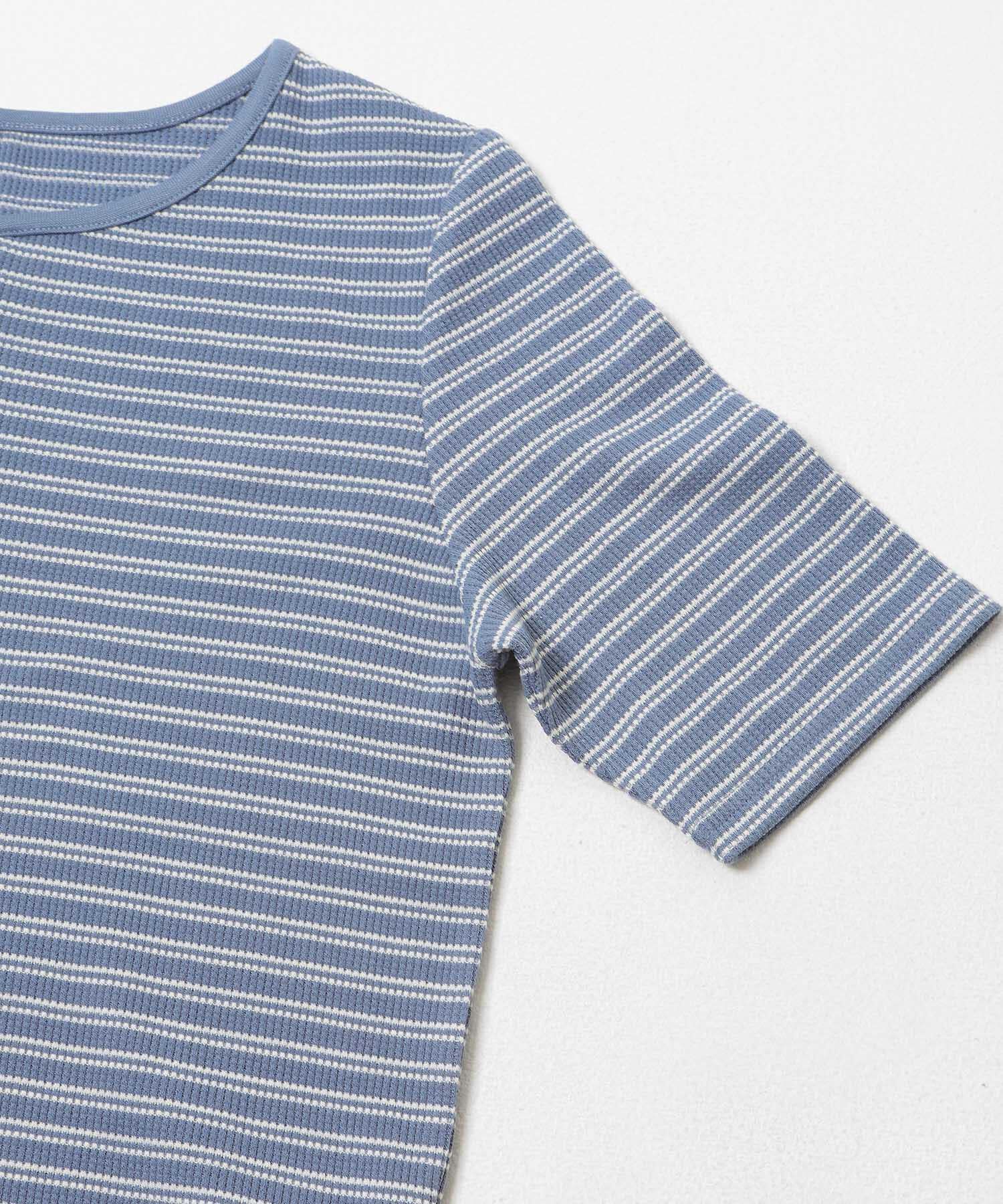  「ワッフルボーダーヘンリネックTEE」|Tシャツ・カットソー|