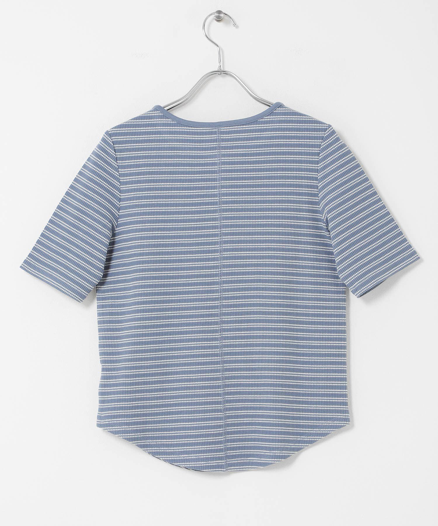  「ワッフルボーダーヘンリネックTEE」|Tシャツ・カットソー|