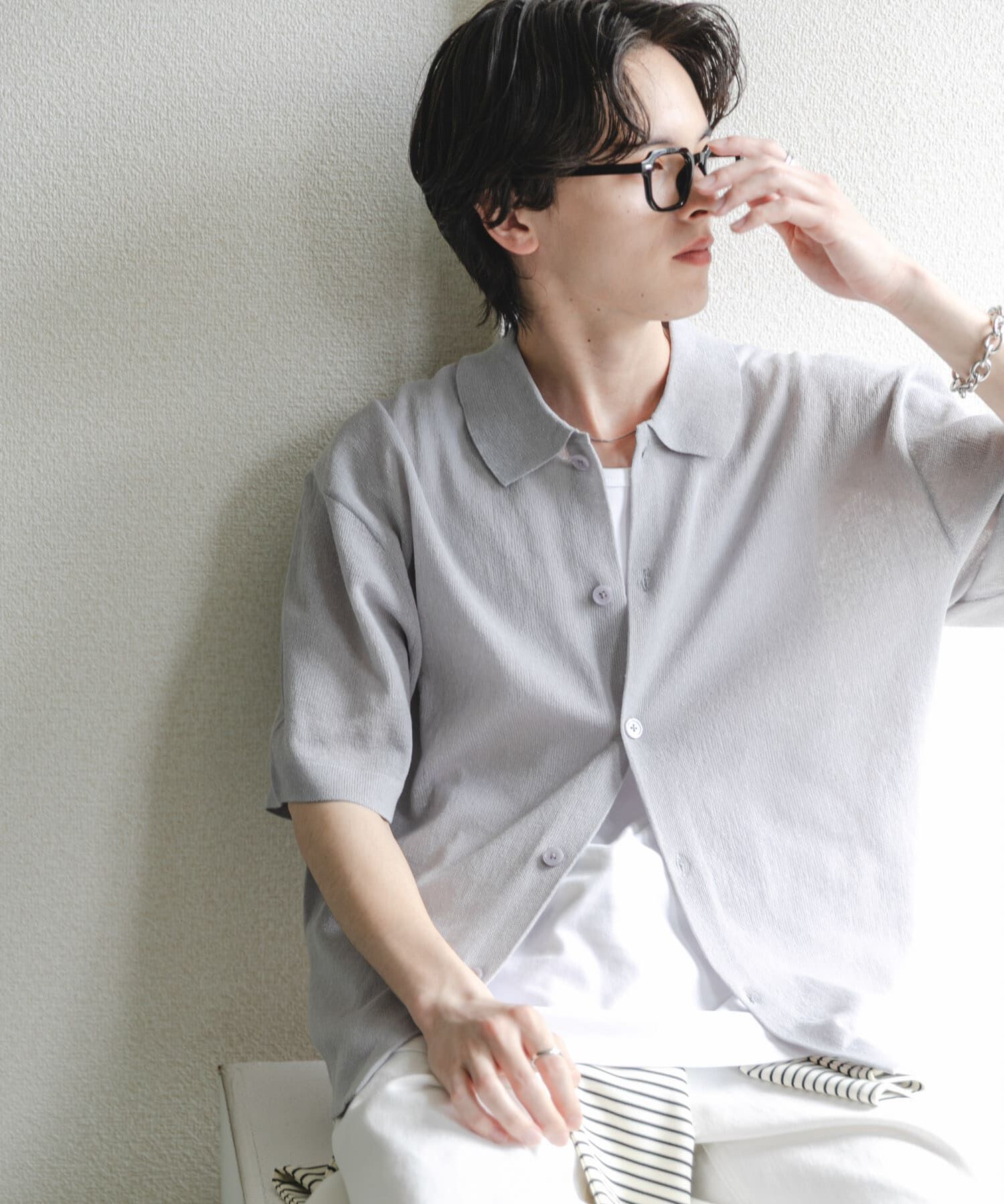SENSE OF PLACE by URBAN RESEARCH「『一部WEB限定ｶﾗｰ』『ｲｰｼﾞｰｹｱ』ﾘﾈﾝﾌﾞﾚﾝﾄﾞｼｱｰﾆｯ 」|ニット・セーター|ライトグレー