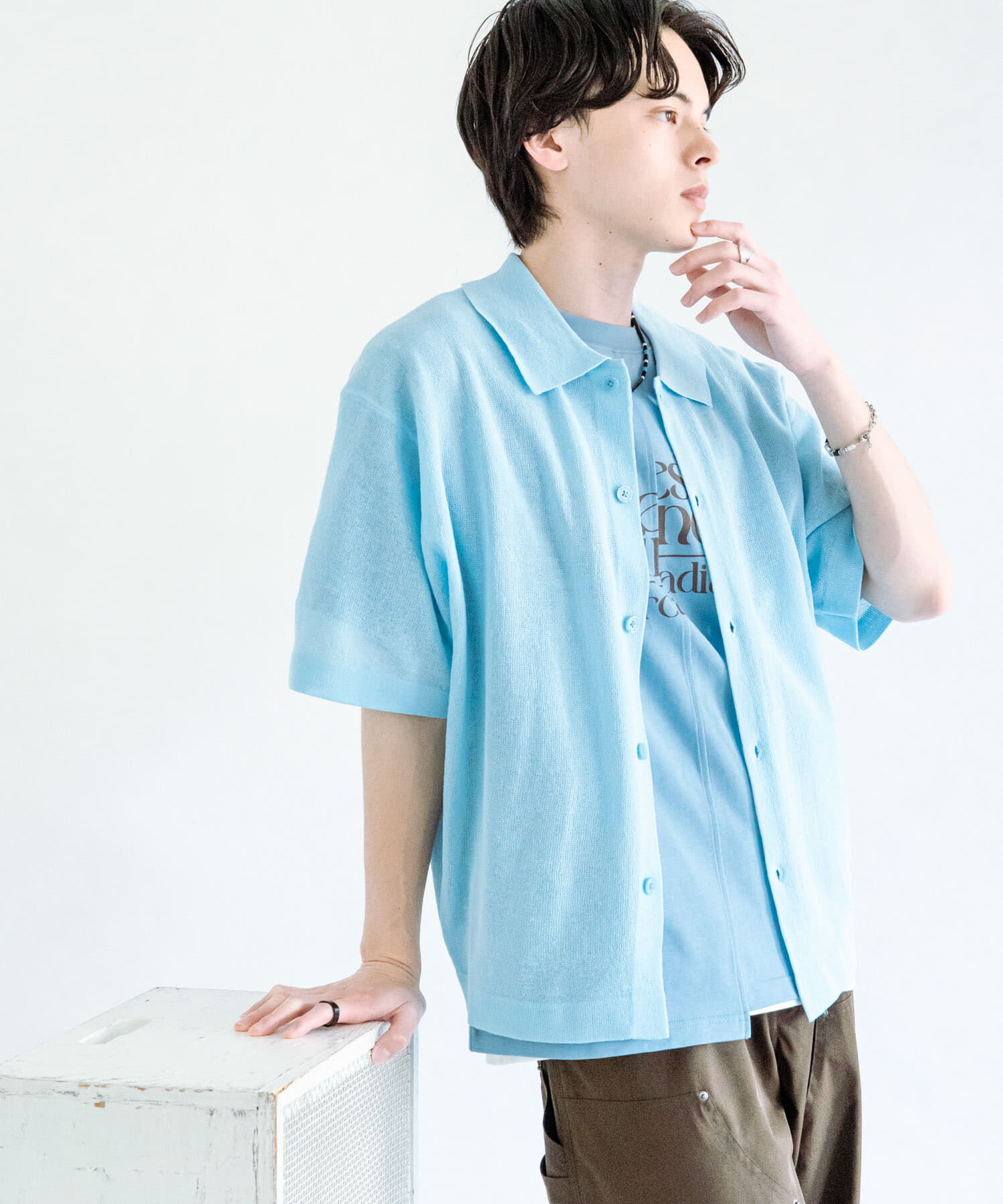 SENSE OF PLACE by URBAN RESEARCH「『一部WEB限定ｶﾗｰ』『ｲｰｼﾞｰｹｱ』ﾘﾈﾝﾌﾞﾚﾝﾄﾞｼｱｰﾆｯ 」|ニット・セーター|