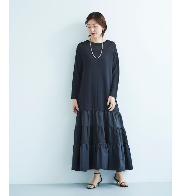 le.coeur blanc「《手洗い可能》TORRAZZO DONNAニットドッキングワンピース」|ワンピース|ブラック