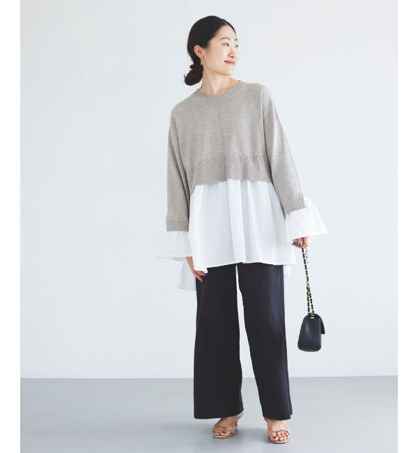 le.coeur blanc「《手洗い可能》TORRAZZO DONNAニット&times;シャツチュニック」|ニット・セーター|