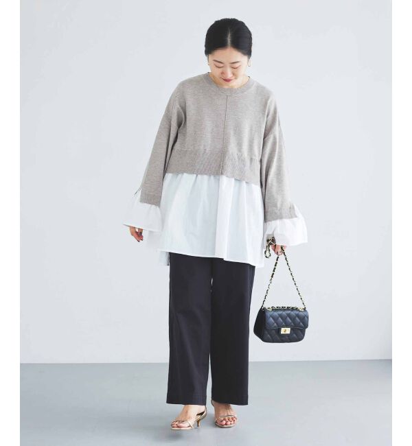 le.coeur blanc「《手洗い可能》TORRAZZO DONNAニット&times;シャツチュニック」|ニット・セーター|