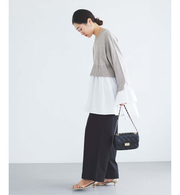 le.coeur blanc「《手洗い可能》TORRAZZO DONNAニット&times;シャツチュニック」|ニット・セーター|