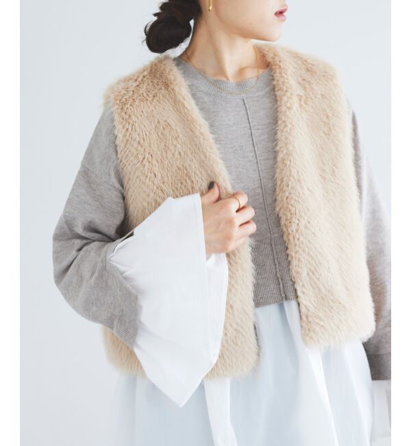le.coeur blanc「《手洗い可能》TORRAZZO DONNAニット&times;シャツチュニック」|ニット・セーター|