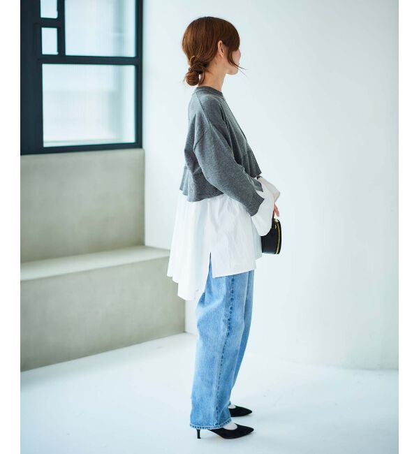le.coeur blanc「《手洗い可能》TORRAZZO DONNAニット&times;シャツチュニック」|ニット・セーター|