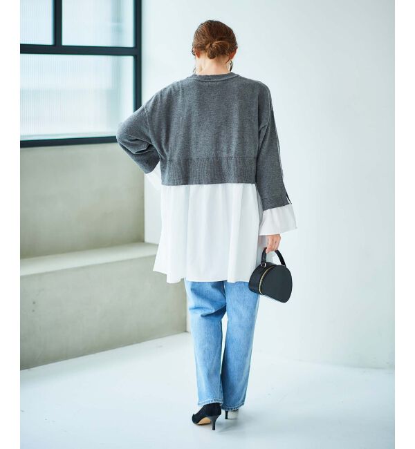 le.coeur blanc「《手洗い可能》TORRAZZO DONNAニット&times;シャツチュニック」|ニット・セーター|
