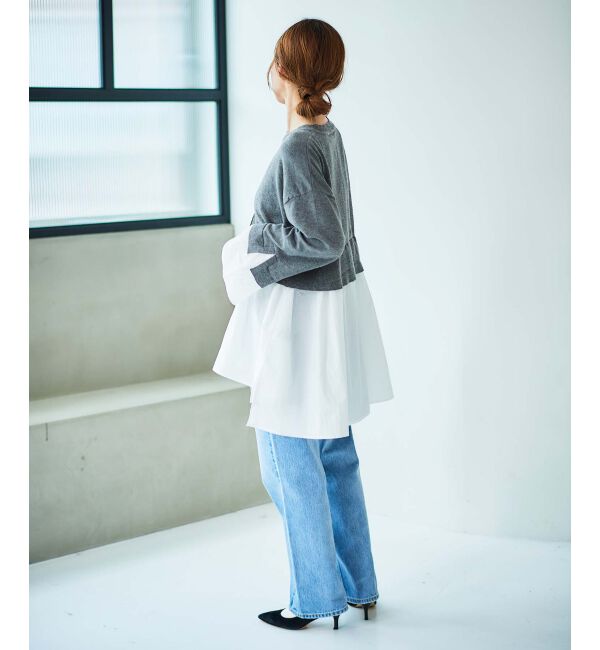 le.coeur blanc「《手洗い可能》TORRAZZO DONNAニット&times;シャツチュニック」|ニット・セーター|