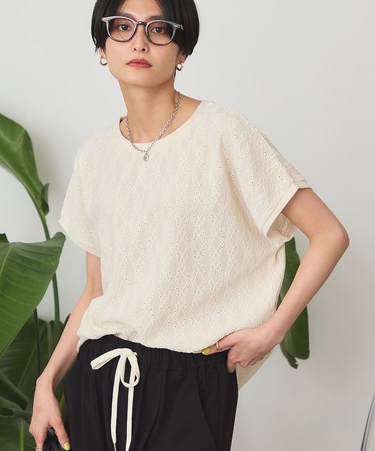 AMERICAN HOLIC「フレンチスリーブ総レースプルオーバー」|Tシャツ・カットソー|Light beige