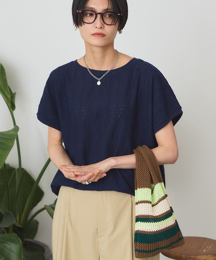 AMERICAN HOLIC「フレンチスリーブ総レースプルオーバー」|Tシャツ・カットソー|Navy