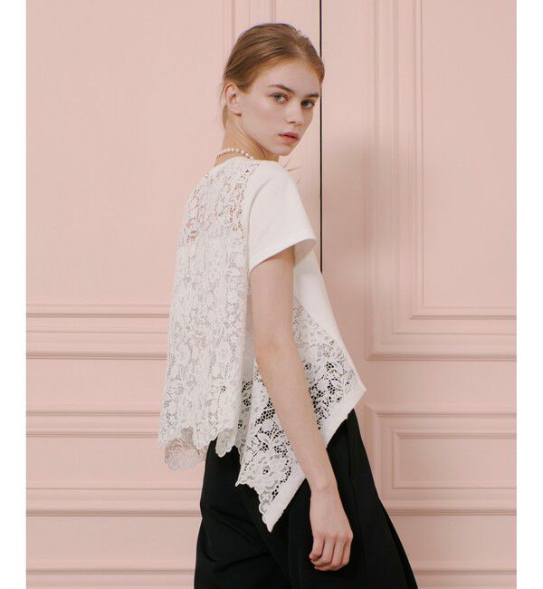 LOULOU WILLOUGHBY「【LOULOU WILLOUGHBY】レースドッキングプルオーバーブラウス」|Tシャツ・カットソー|