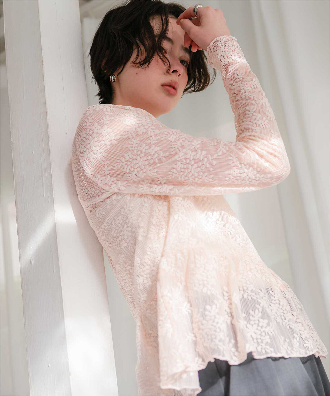 titivate「ペプラムシルエットレーストップス」|Tシャツ・カットソー|