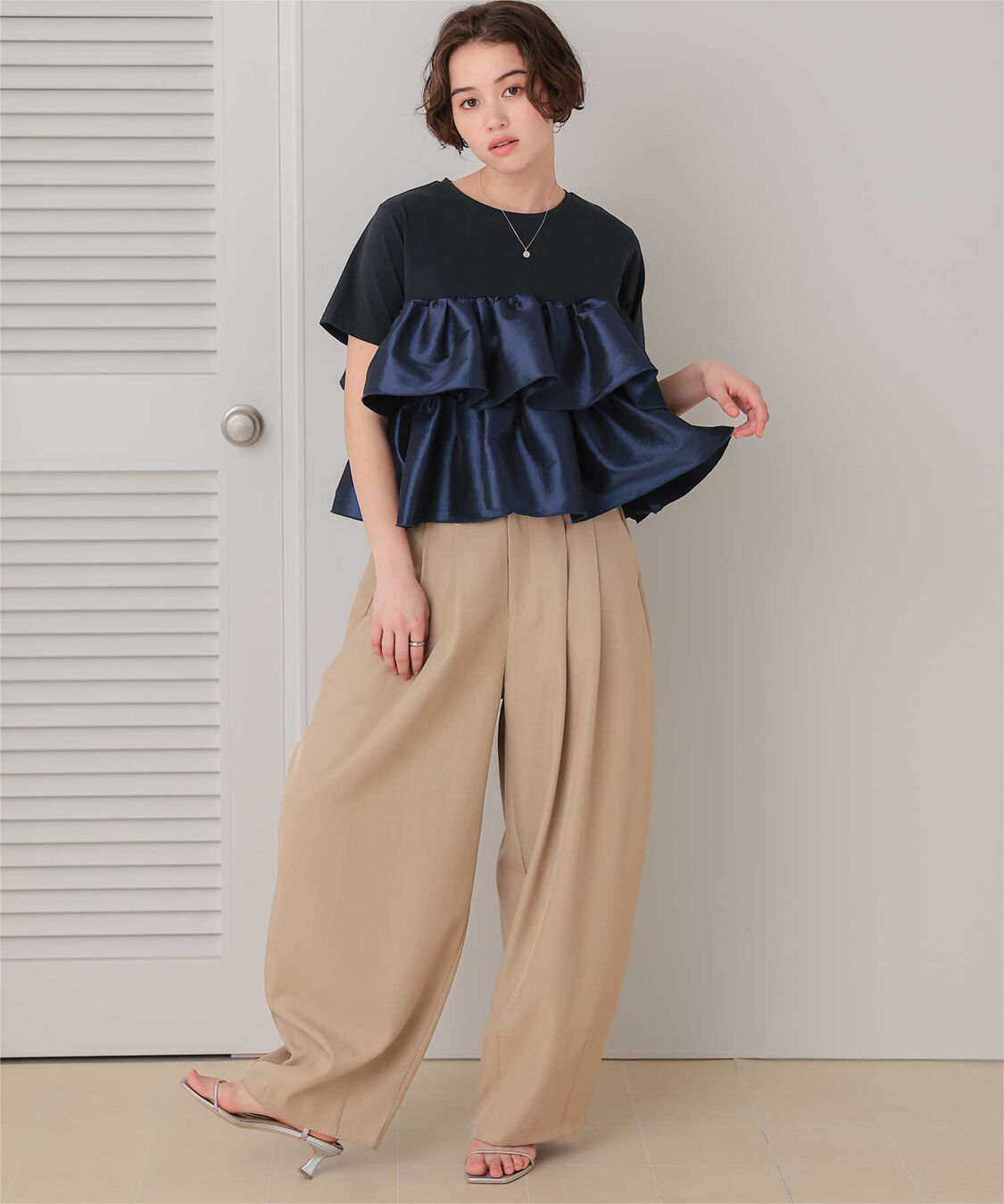 titivate「シャイニーティアードフリルトップス」|Tシャツ・カットソー|