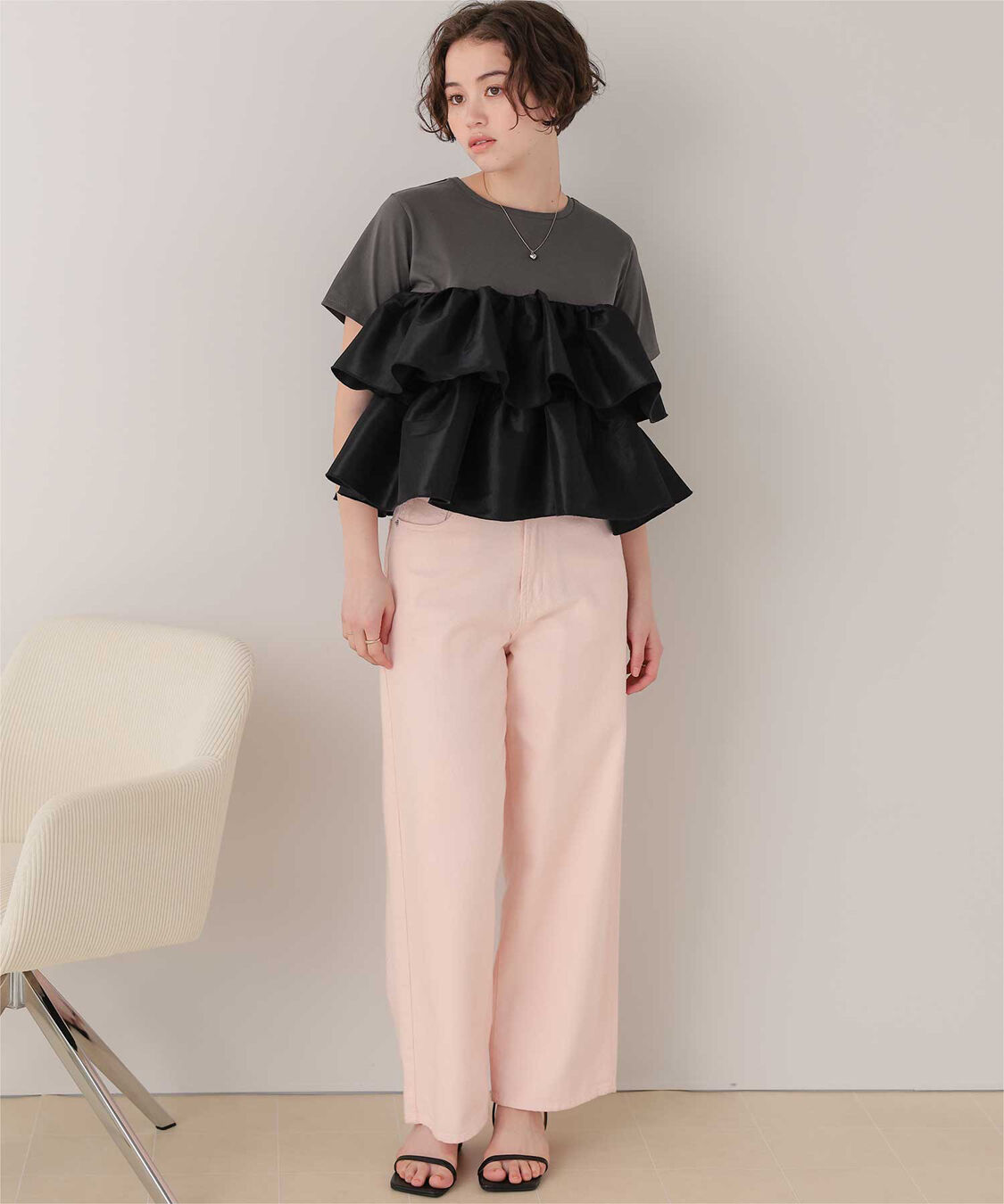 titivate「シャイニーティアードフリルトップス」|Tシャツ・カットソー|
