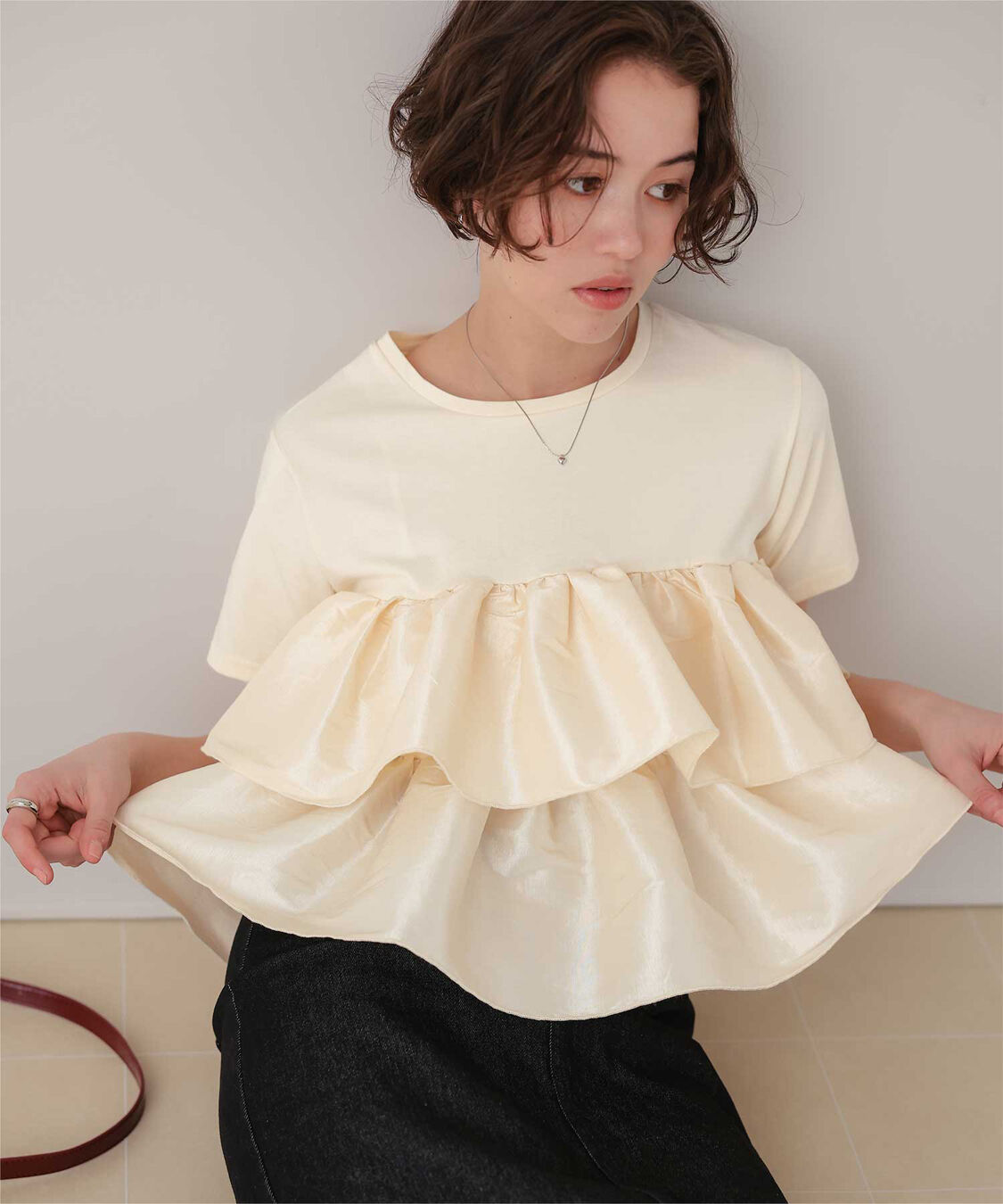 titivate「シャイニーティアードフリルトップス」|Tシャツ・カットソー|