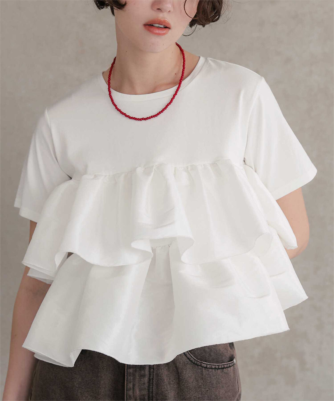 titivate「シャイニーティアードフリルトップス」|Tシャツ・カットソー|