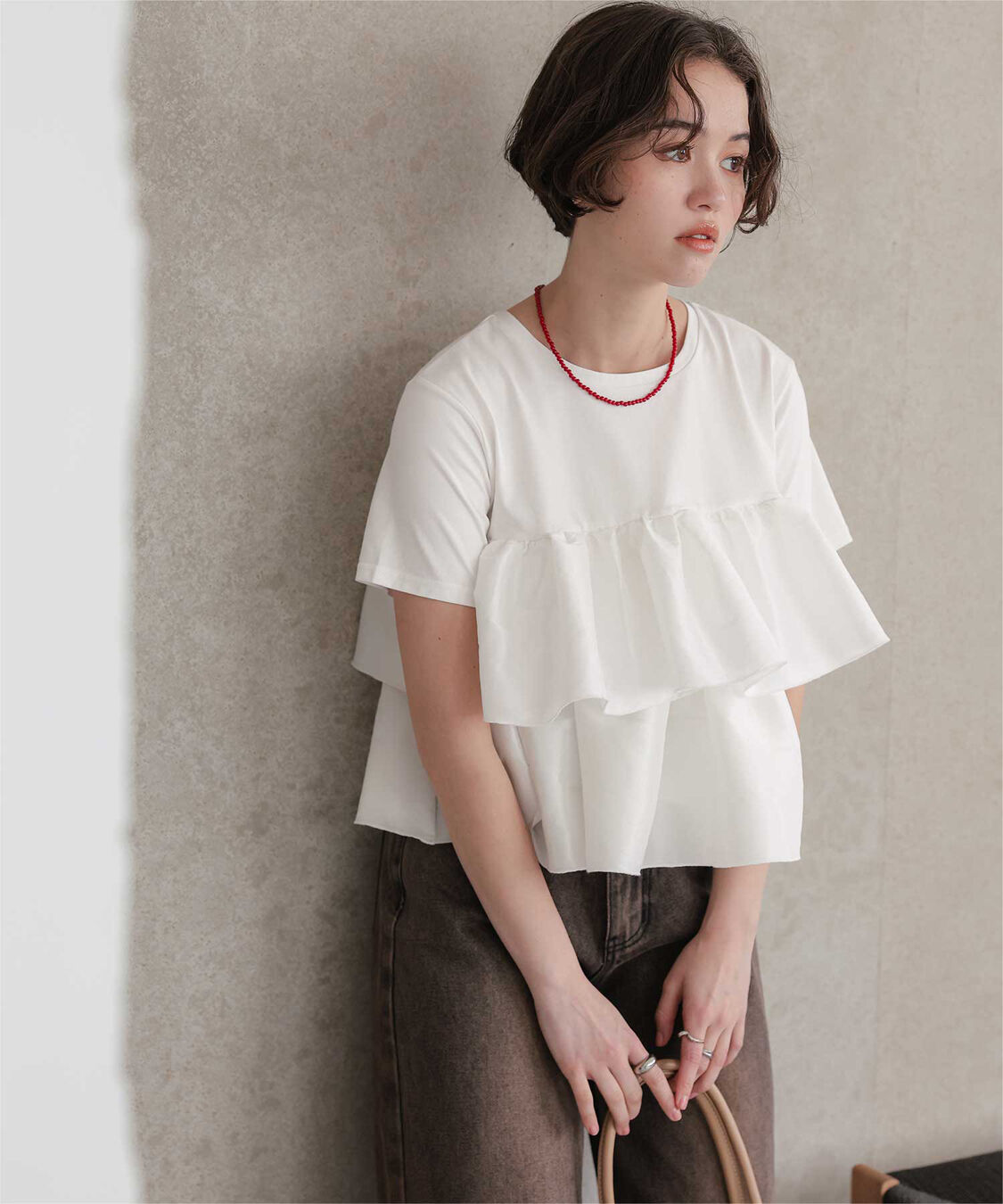 titivate「シャイニーティアードフリルトップス」|Tシャツ・カットソー|