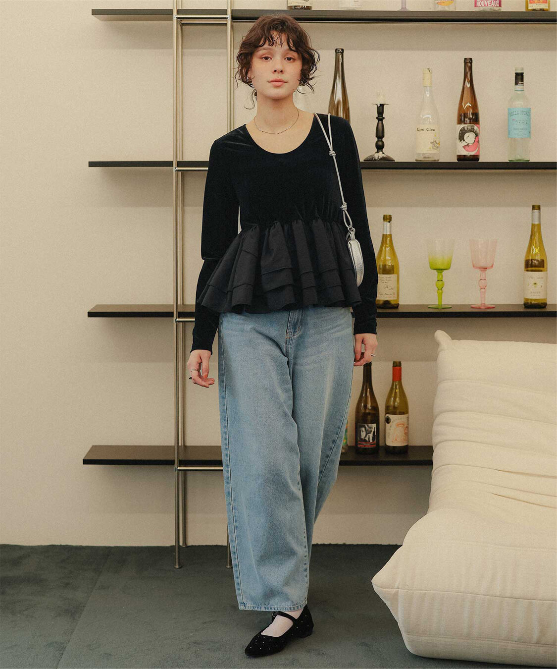 titivate「前後2wayシアーベロアドッキングペプラムトップス」|Tシャツ・カットソー|