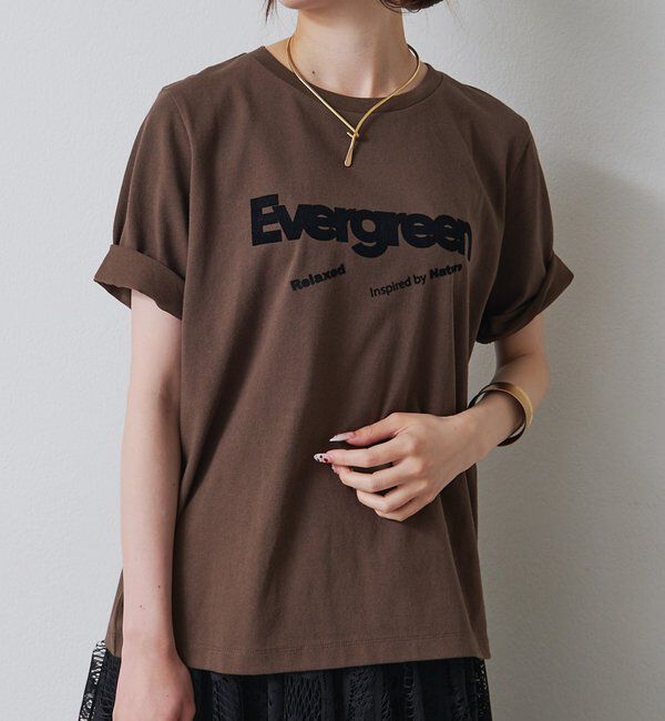  「フロッキープリントTシャツ」|プルオーバー|ブラウン