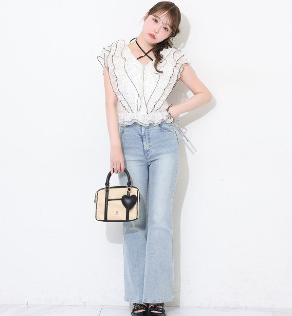  「ハートチャーム付き雑材ミニボストンバッグ」|ショルダー・メッセンジャー|