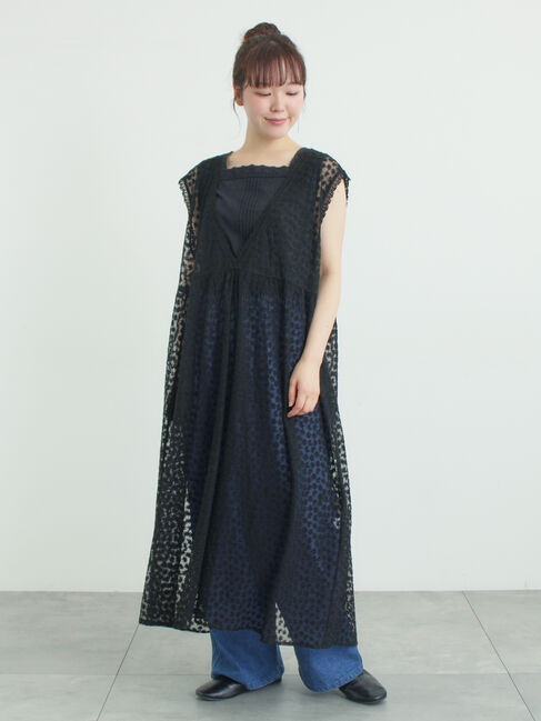 Samansa Mos2「チュール刺繍前後2WAYノースリワンピース」|ワンピース|ブラック