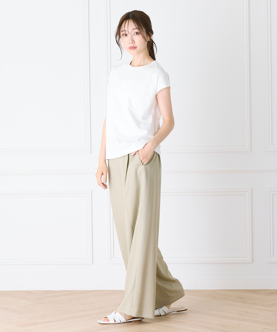 INED「《大きいサイズ》フレンチスリーブTシャツ」|Tシャツ・カットソー|