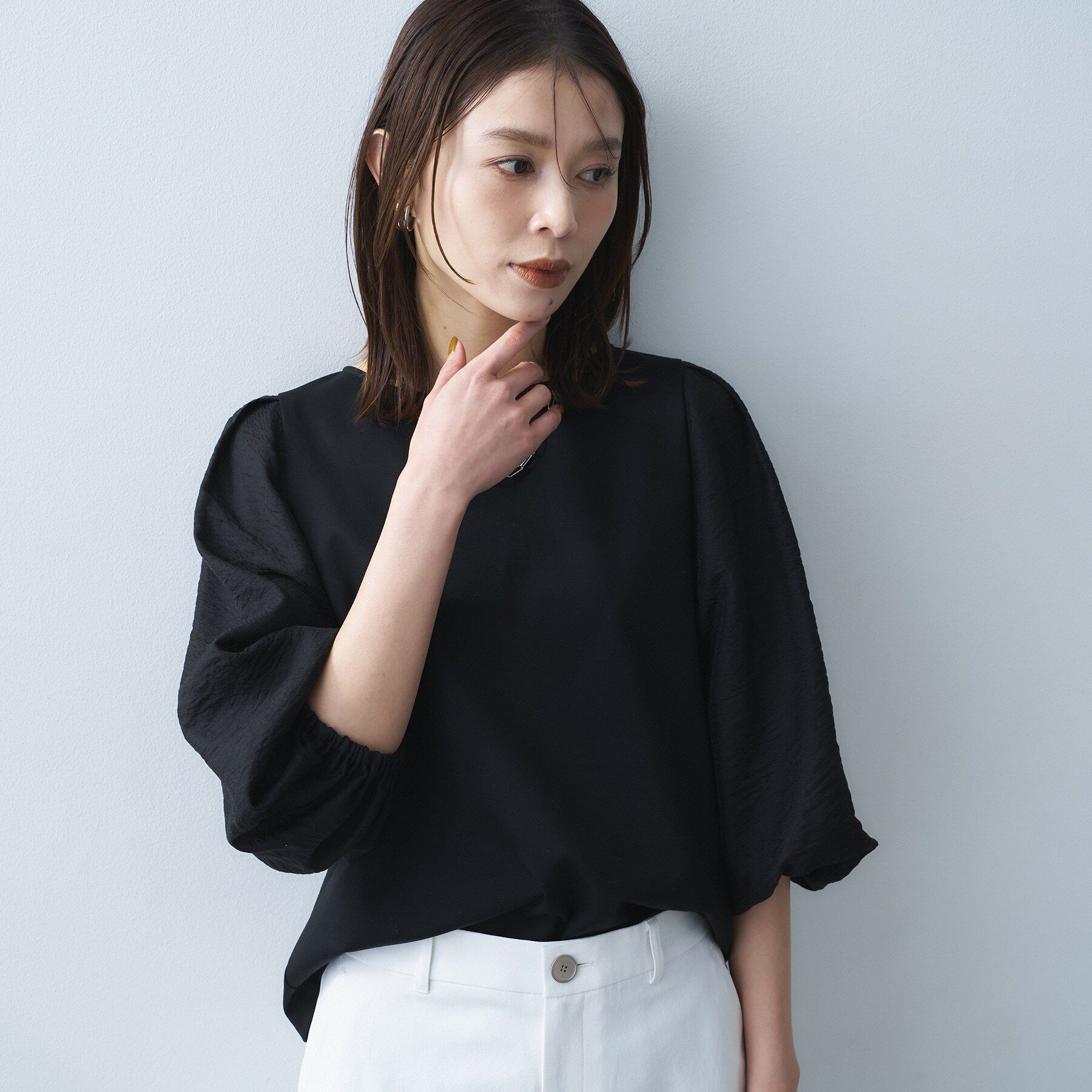 UNTITLED「【洗える/袖シアー】ポンチ袖ボリュームトップス」|Tシャツ・カットソー|