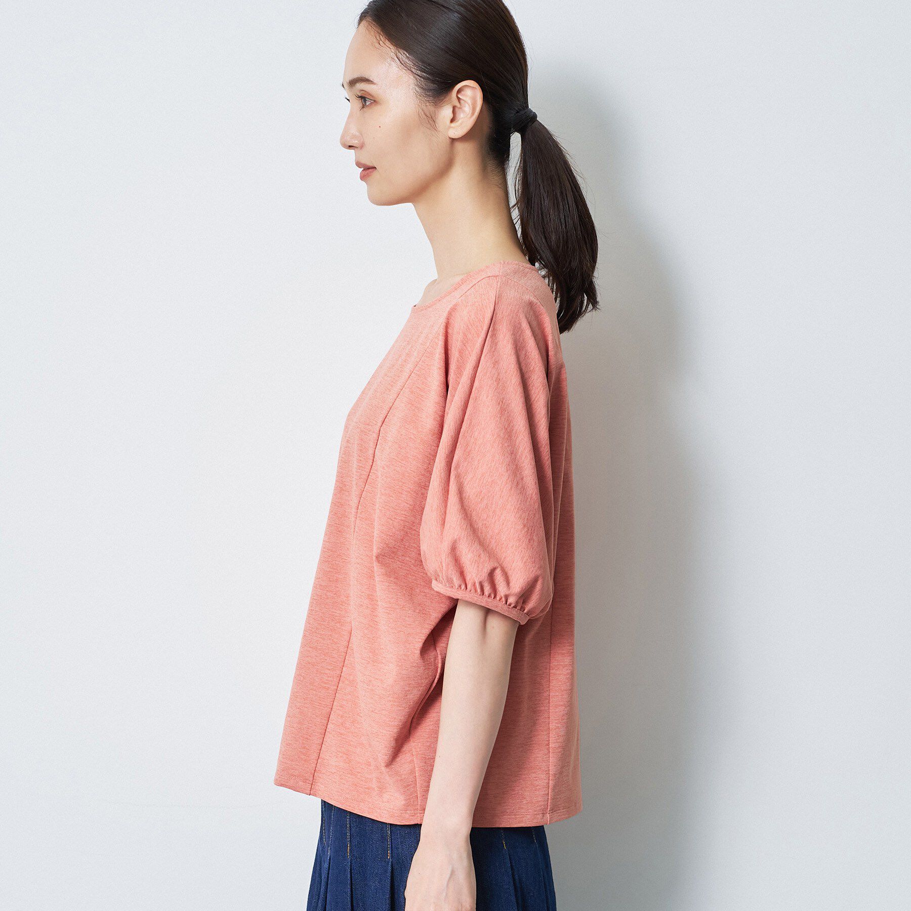 Reflect「【UVカット／接触冷感／吸水速乾】ギャザースリーブカットソー」|Tシャツ・カットソー|