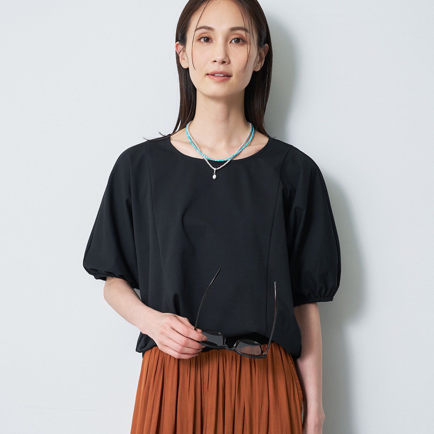Reflect「【UVカット／接触冷感／吸水速乾】ギャザースリーブカットソー」|Tシャツ・カットソー|